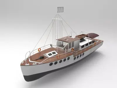 Wooden sail ship 3D model
