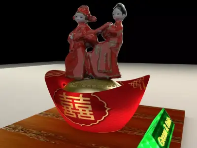 Chinese wedding couple figurine 3D model