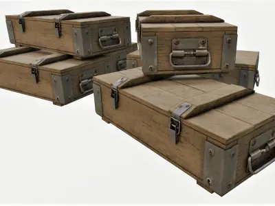 Ammunition Wood Crates 02 - PBR Low-poly 3D model