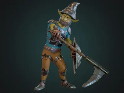 Goblin1 warrior holding shield Low-poly 3D model