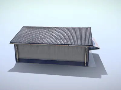 Airfield Hangar 12m Vr1 BLUE Low-poly 3D model