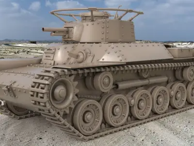 Tank Type 97 Chi Ha Green Japan Clay VRay 3D model