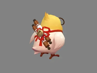 Cartoon bird with glasses Low-poly 3D model