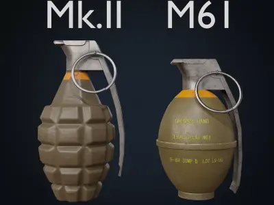 Grenades game-ready grenade Low-poly 3D model