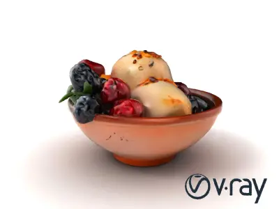 Historic-inspired Clay Bowl with Wild Berry Sorbet model pack Low-poly 3D model