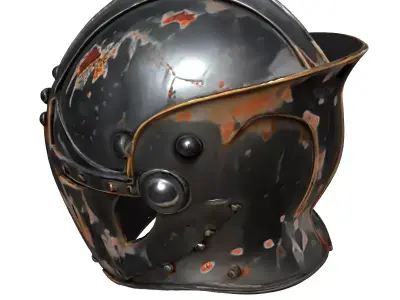 Distressed Medieval Knight Helmet Low-poly 3D model