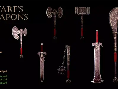 Dwarf weapons set 3D Model Collection
