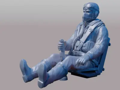 WWII Luftwaffe FW-190 Pilot 3D print model