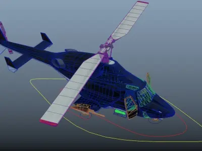 Airwolf Bell 222 Helicopter Low-poly 3D model