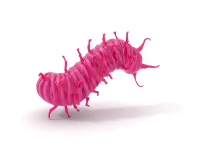 Bright Pink Caterpillar model pack Low-poly 3D model