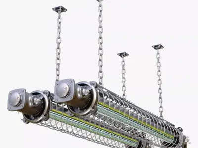 Caged Industrial Tube Lamp M1 3D model