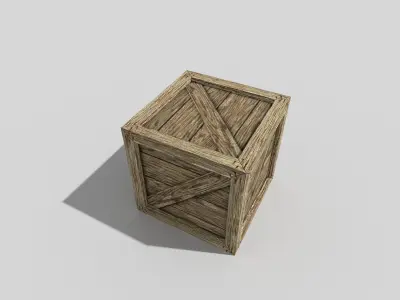 low poly wooden box Low-poly 3D model