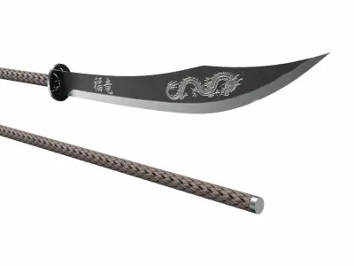 Naginata japanese samurai sword Low-poly 3D model