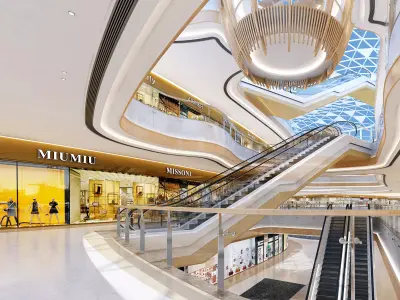 Shopping Mall interior Low-poly 3D model