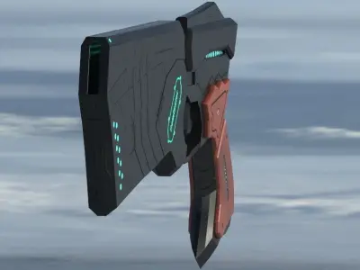 dominator futuristic gun in sky Low-poly 3D model