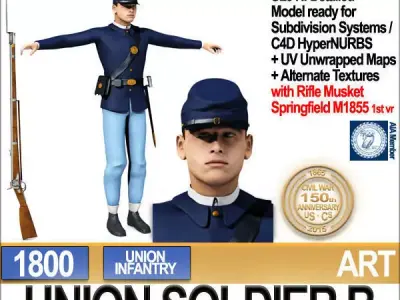 Civil War Union Soldier B Infantry 3D model