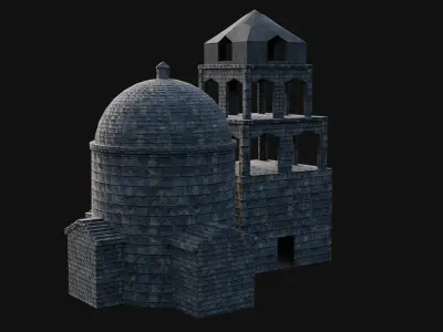 STONE BUILDING CONSTRUCTION HOUSE TEMPLE ANCIENT RUIN COLLECTION Low-poly 3D model