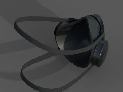 Gas mask respirator Black plastic  Low-poly 3D model