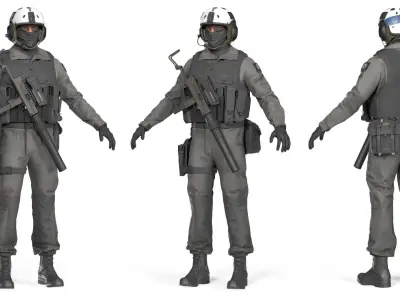 MILITARY XOF Special Operations Game Ready Character  Low-poly 3D model