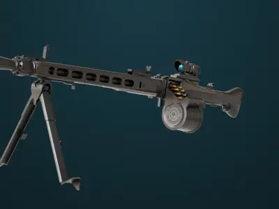 Machine Gun 08 Black All PBR Unity UE Textures Low-poly 3D model