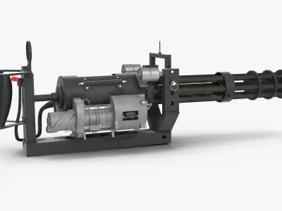 M134 Minigun With Mounting Bracket Dirt Low-poly 3D model