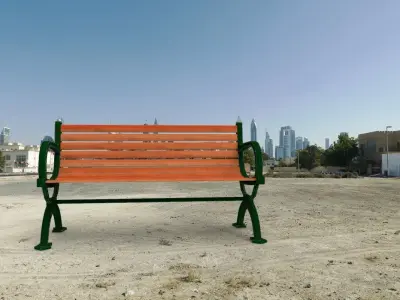 Park bench Free low-poly 3D model 6
