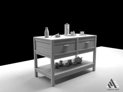 Coffee corner 04- furniture Free low-poly 3D model