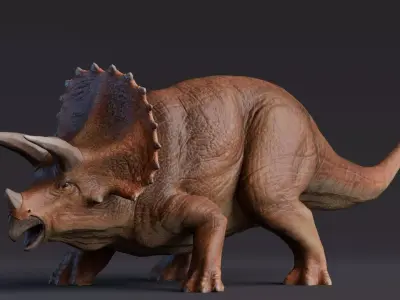 Low poly Realistic Dinosaur - Triceratops Low-poly 3D model