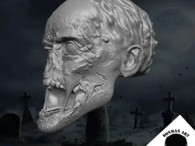 The Zombie V2 Head for 6 inch action figures 3D print model
