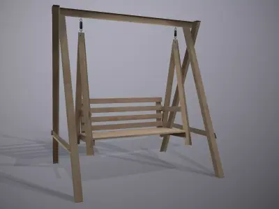 Wooden Swing Chair 3D model