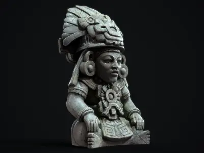 Statue Aztec Cocojo God Low-poly 3D model