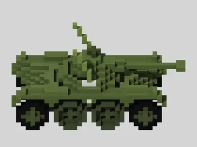 Panhard EBR Tank Voxel Low-poly 3D model
