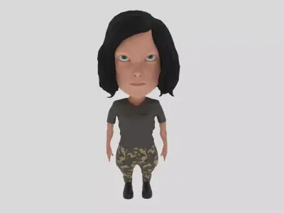Cartoon Soldier Woman Low-poly 3D model