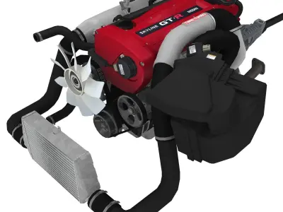 Nissan RB26DETT R34 GTR engine Low-poly 3D model