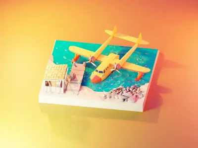 Cartoon talespin scene 3D model