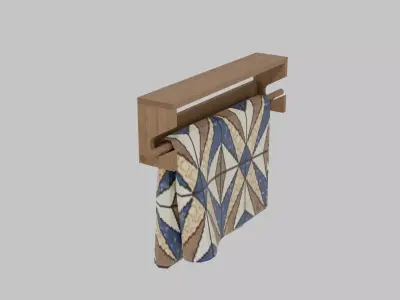 Rustic Wall Mounted Quilt Rack with Quilt Free low-poly 3D model