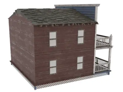 Wild West Hotel Low-poly 3D model