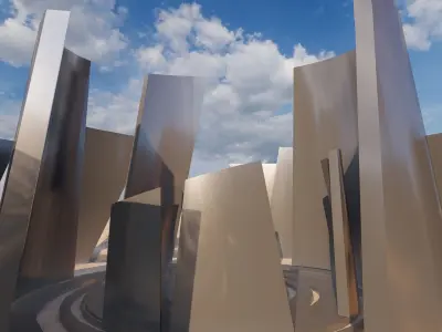 Futuristic Desert Retreat- Modern Oasis 3D model