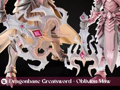 Stylized Sword - Dragonbane Greatsword Oblivion Maw - Game Ready 3D model