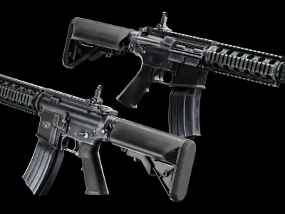 Mid Poly M4 Assault Rifle Low-poly 3D model