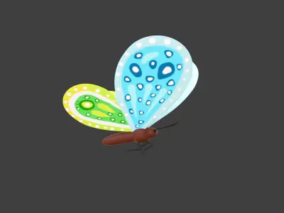 Butterfly Wing Flapping 9 Animated Low-poly 3D model