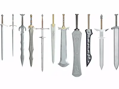 Big swords collection 3D model