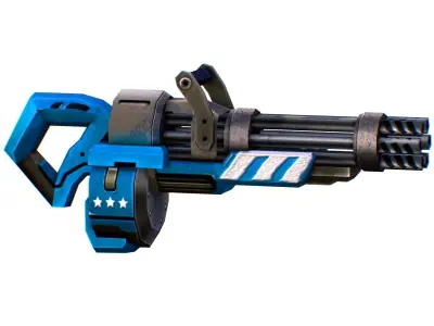 LowPoly Sci-Fi Cartoon Assalut Heavy Machine Gun Low-poly 3D model