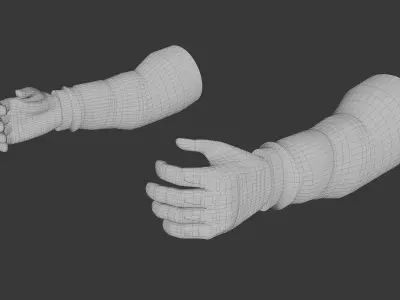 Black Military Gloves - Game Ready Low-poly 3D model