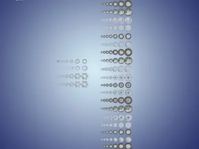 202 Pack Bolts and Nuts 3D model