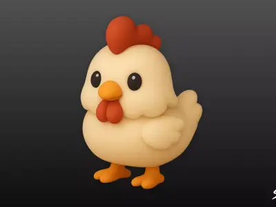 Cartoon Plush Chicken Low-poly 3D model