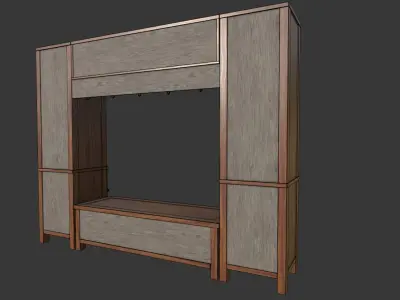 cabinet wooden with drawers and shelves Low-poly 3D model