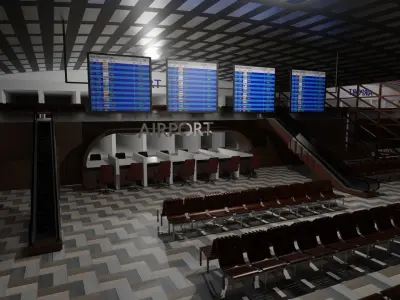 Airport interior Low-poly 3D model