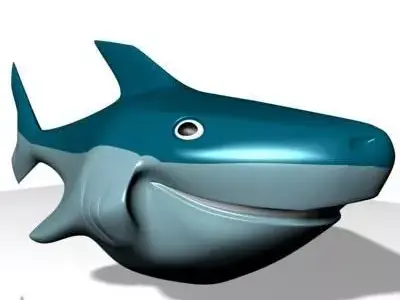 Smiling Cartoon Shark Character Low-poly 3D model