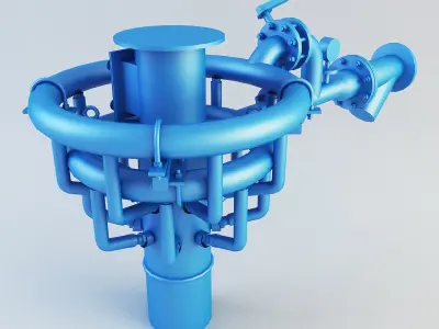 Mixer pipe valve Low-poly 3D model